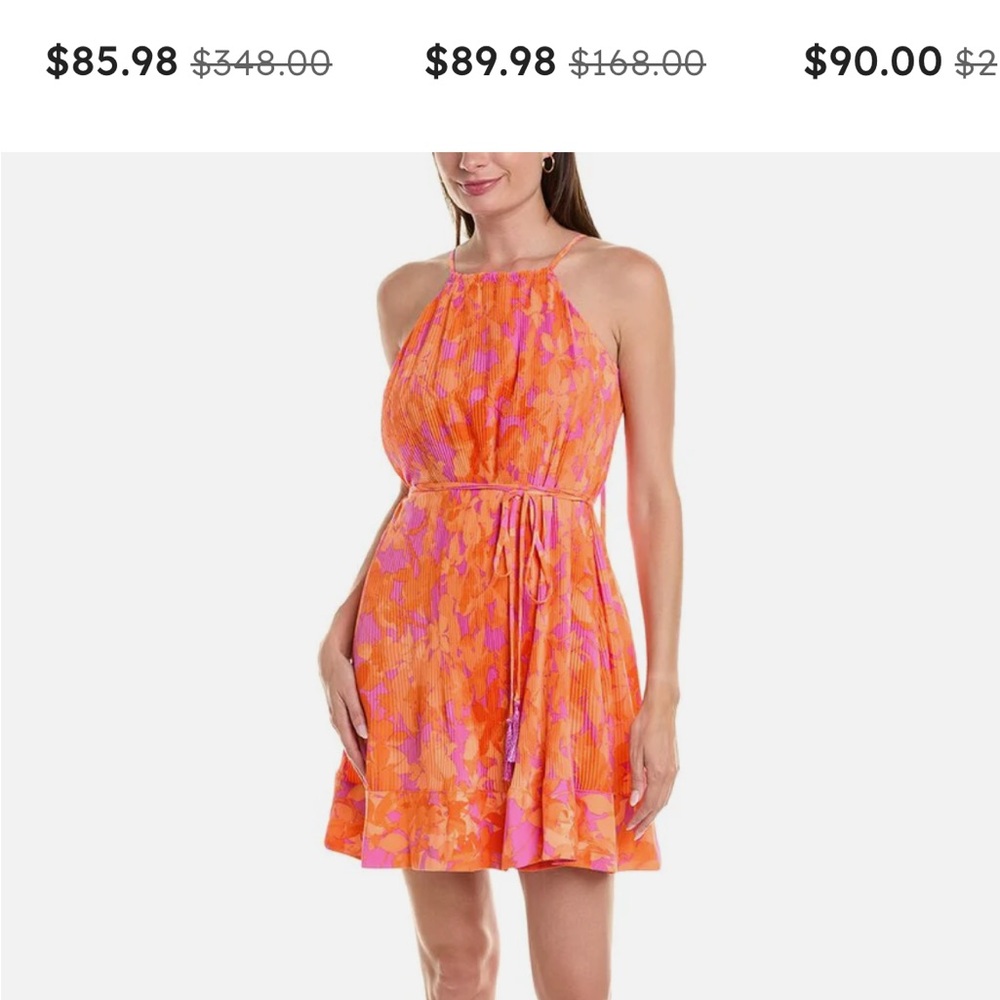 Pleated Crepe Dress - waist tie not included